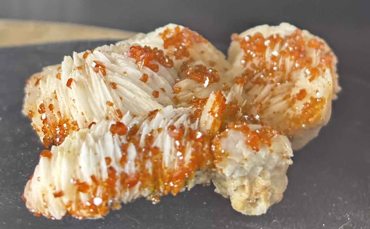 Sunset‑Spark Spherical Barite‑Vanadinite Specimen