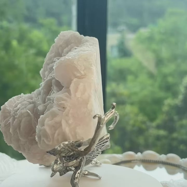 Rose Calcite Flower Cluster – Eternal Blossom Heart Guardian